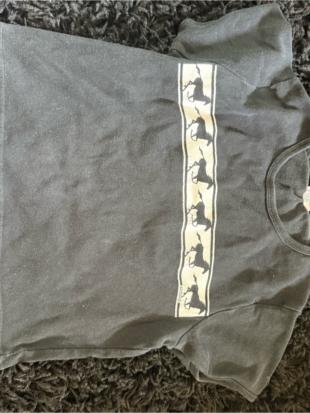 Anvil Black Short-Sleeve Tee with Cream Horse Stripe